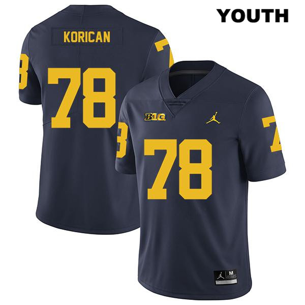 Youth NCAA Michigan Wolverines Griffin Korican #78 Navy Jordan Brand Authentic Stitched Legend Football College Jersey BQ25Q80GS